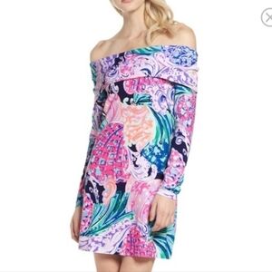 Lilly Pulitzer Trisha Dress Off The Shoulder Mini Dress Sz S Romantic Resortwear